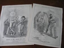 (2) 1898 Original POLITICAL CARTOONs - CRICKET W G GRACE 50 Years FATHER TIME  picture