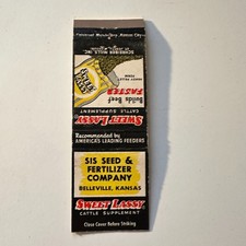 Sis Seed & Fertilizer Sweet Lassy Belleville KS Vintage Matchbook Cover 5MB132-5 picture