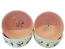 PEANUTS Snoopy Woodstock Easter Soup / Cereal Bowls Pink Interior Set Of 4 New picture