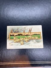 Vintage Embossed Easter Postcard Loving Greeting Ducklings Chicks Posted 1909 picture
