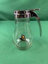 Vintage Dripcut Honey/ Syrup Dispenser Clear Glass w/ Chrome Top & BUMBLEBEE  picture