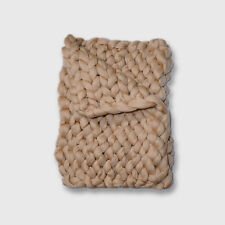 Chunky Knit Merino Wool Blanket in Dark Beige, 30 in. x 50 in. Woolexperts Wool picture