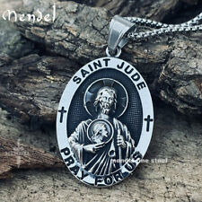 MENDEL Christian Catholic St Saint Jude Medal Medallion Necklace Stainless Steel picture
