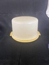 Vintage Tupperware Sheer Gold Round Cake Keeper Carrier w/ Handle #683 684 624 picture