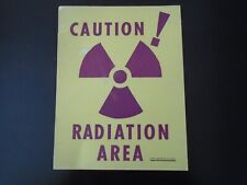 Authentic Vintage Cardboard CAUTION RADIATION AREA Sign Poster picture