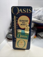 Vintage Tin Oasis Cigarettes Store Advertising Sign w/Thermometer 13" Super Nice picture