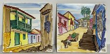 VTG Cuban Hand Painted Ceramic Tile By Angel Segura Sole Cuban Street Allies picture