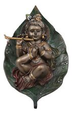 Lord Krishna as Baby Laying On Peepal Banyan Leaf Hindu Figurine 6