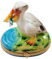 Rochard Limoges Pelican with Removable Fish Trinket Box picture