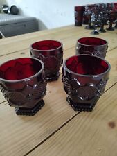 1876, Avon, Vape Cod, Ruby Red, Footed Glasses, Set Of 4 picture
