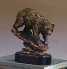 NEW Bear Walking Downhill Bronze Finish Figurine Stock Market Gift Grizzly picture