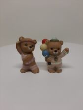 Homco Miniature Teddy Bear With Balloons & Exercise Dance Figurine (Set Of 2) D1 picture