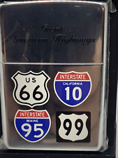 ZIPPO GREAT AMERICAN HIGHWAYS 1999 LIGHTER Mint New in Box picture