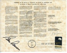 Astronaut Archives offers Gene Cernan  signed Space Treaty Certificate    MINT picture