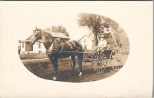 RPPC Elderly Man Horse Drawn Buggy Carriage c1907 Real Photo Postcard U17 picture