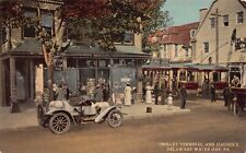 Trolley Terminal & Hauser's, Delaware Water Gap, PA., Early Postcard, Unused picture