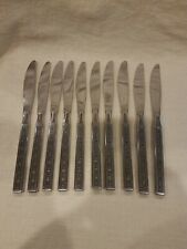 10 Oneida OHS17 Stainless Greek Key Black Accent DINNER KNIFE 8 5/8 picture