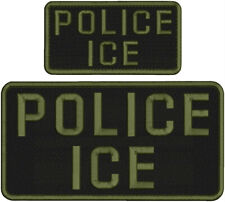 POLICE I/C/E Embroidery patches  4x10  and 3x6 hook on back OD GREEN/BLACK picture