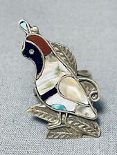 TREMENDOUS VINTAGE ZUNI ABALONE STERLING SILVER RING picture