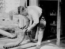 Mildura District Victoria 1934 - Inspecting the chain drive on the- Old Photo picture