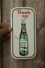1950s FRESH UP WITH 7UP STAMPED PAINTED METAL DEALER SIGN POP WET SODA FOUNTIAN picture