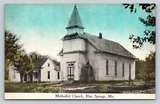 Methodist Church Blue Springs MO Unposted Antique 1900s Hand Tinted Postcard picture