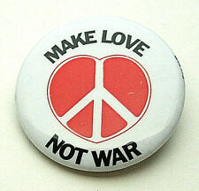 Vintage Make Love Not War Peace Sign Anti Draft 1980s Button Pin NOS New picture
