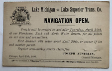 Vtg 1893 One Cent Postal Card Lake Superior Line LM & LST Co Navigation Notice picture