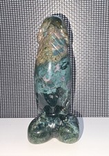 OCEAN JASPER PHALLIC FERTILITY CRYSTAL HAND CARVED PENIS STATUE 115 GRAMS 3.25"  picture