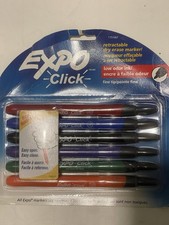 Vintage Expo Click Retractable Dry Erase Markers Fine Tip 6 Pack NOS #1751667 picture