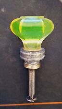 ANTIQUE GREEN GLASS URANIUM & METAL DOOR KNOB 1 INCH DIAMETER 183 GRAMS DECO ERA picture