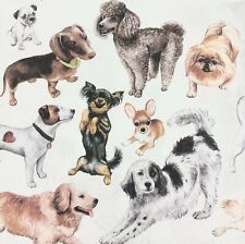 Two Individual Luncheon Decoupage Paper Napkins Animals Dogs Dog Puppies picture