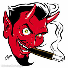 Smokin' Devil Head STICKER Decal Coop (Right Facing) CP10 Large Size Classic picture