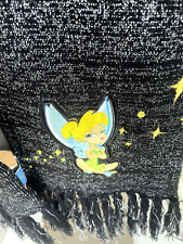 Disney Tinkerbell  Scarf Black Double  Knit with Silver  Lurex  7 1/2  X 72 inch picture
