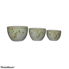 NWOT Signature Room Creative Ceramic Holly Scrowl Christmas 3 piece bowl set picture