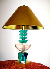 Vintage 1979 Original Van Teal Stacked Clear and Green/Teal Lucite Table Lamp. picture