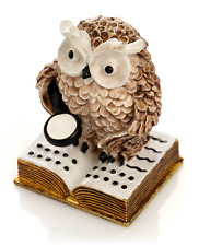 Keren Kopal Owl Reading a Book Trinket Box Decorated with Austrian Crystals picture