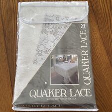 NEW Vtg QUAKER LACE Tablecloth TIFFANY Pattern White Oblong 54 x 70”Wedding USA picture