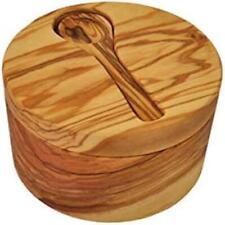 Olive Wood Salt Cellar with Inset Spoon picture