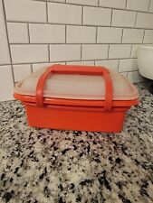 Vintage Tupperware Container Orange CARRY ALL With Lid & Handle picture