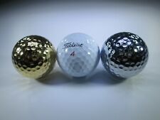 LOT ( 2 PCS ) CNC MACHINED GOLD CHROME BRASS PLATED GOLF BALL TROPHY GIFT AWARD picture