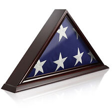 Memorial Flag Display Case for Burial Funeral 5' X 9' Folded, Solid Wood picture