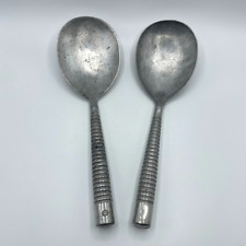 Vintage Aluminum Ice Cream Scoop Spoons Ribbed Handle Set of 2 picture