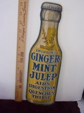Rare 2-Sided 1920s Emerson Ginger Mint Julip Soda Fountain Cardboard Store Sign picture