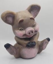 Pig Figurine Whimsical Happy Smiling Pig Ceramic Figurine Signed Gus Roraff 2009 picture
