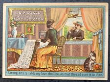 J P Coats Spool Cotton Trade Card- Suitor- In The Work-Room “Strong And Reliable picture