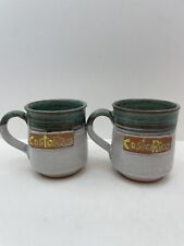 Vintage Ceramic Costa Rica Mugs Green And Grey picture
