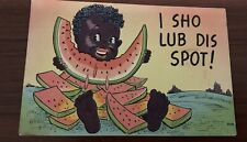 Very Racist Postcard Child Eating Watermelon 1953 picture