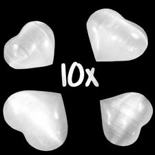 XL Polished Natural Selenite Crystal Hearts LOT of 10 Puffy Carved Stones BULK picture