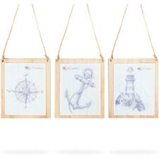 Nautical Wall Decor, Wooden Vintage Designs for Home Decor (5.5 x 4.7 In, 3x) picture